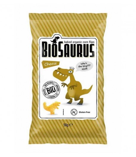 Dinozaury o smaku serowym Chrupki kukurydziane bezglutenowe BIO - BIOSAURUS 50 g