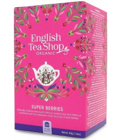 HERBATKA Z HIBISKUSEM, ROOIBOS, TRUSKAWKAMI, BORÓWKAMI I MALINAMI BIO (20 x 2 g) ENGLISH TEA SHOP ORGANIC 40 g