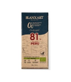 Czekolada gorzka 81% PERU bez dodatku cukrów i słodzików BIO - BLANXART 80 g