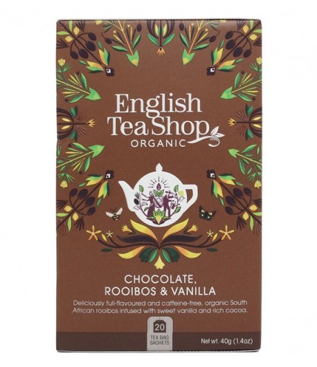 Herbatka ziołowa rooibos z ziarnami kakaowca i laską wanilii (20x2) BIO - ENGLISH TEA SHOP ORGANIC 40 g