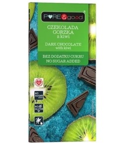 Czekolada gorzka z Kiwi bez dodatku cukru - PURE & GOOD 75 g