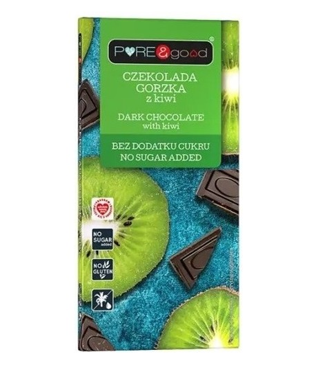 Czekolada gorzka z Kiwi bez dodatku cukru - PURE & GOOD 75 g