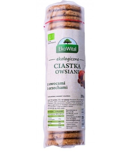 Ciastka owsiane z owocami i orzechami BIO - EkoWital 250 g