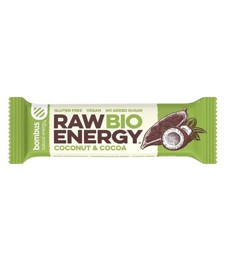 Baton RAW ENERGY kokos-kakao bezglutenowy BIO - bombus 50 g