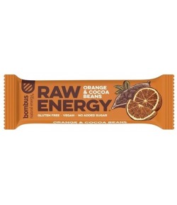 Baton RAW ENERGY pomarańcz-ziarna kakao bezglutenowy - bombus 50 g