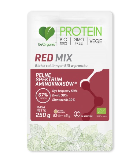 Red MIX białek roślinnych BIO w proszku - BeOrganic 250 g