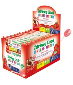Zdrowy Lizak Mniam-Mnam o smaku truskawkowym z witaminą D i C bezglutenowy - STARPHARMA (6g) 1 szt.