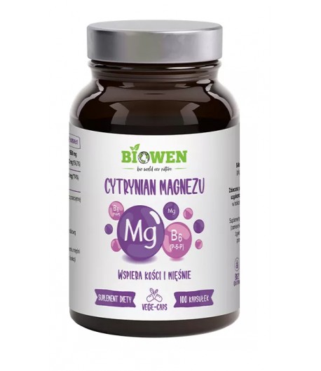 Cytrynian Magnezu + Witamina B6 bezglutenowy - BIOWEN 100 kapsułek