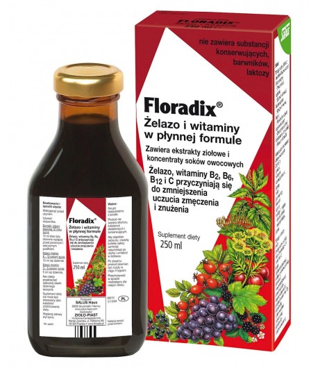 Żelazo + Witaminy w płynie - SALUS (FLORADIX) 250 ml