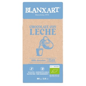 Czekolada mleczna 42% Kongo bezglutenowa BIO -  BLANXART 80 g
