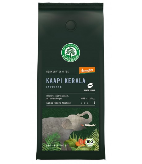 Kawa ziarnista KAAPI KERALA ESPRESSO Arabica/Robusta BIO DEMETER - LEBENSBAUM 250 g