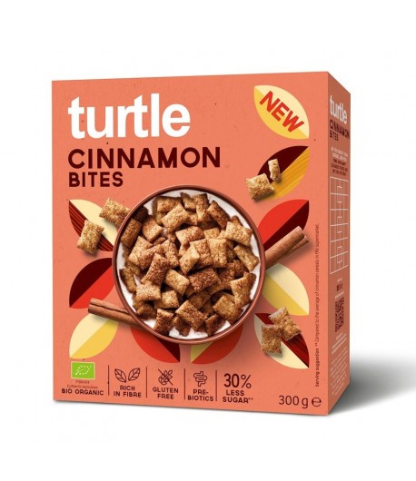 Poduszki zbożowe Cynamonowe z niższą zawartością cukru bezglutenowe BIO - TURTLE 300 g