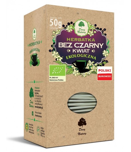 Kwiat Czarnego Bzu BIO Herbatka ekologiczna (25x2g) - Dary Natury 50 g