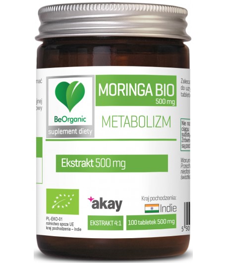 Moringa ekstrakt 500 mg BIO - BeOrganic 100 tabletek