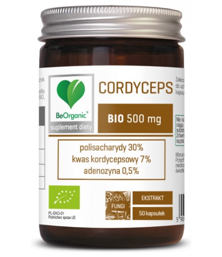 Cordyceps ekstrakt 30/7/0,5 500mg BIO - BeOrganic 50 kapsułek