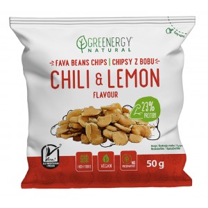 Chipsy proteinowe z BOBU o smaku Chili i Cytryny - GREENERGY 50 g