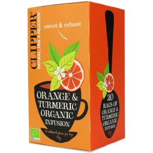 Herbatka z KURKUMĄ I SKÓRKĄ Z POMARANCZY BIO (20 x 2 g) - CLIPPER 40 g