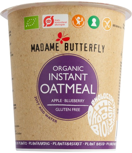 Owsianka błyskawiczna JABŁKO - JAGODA bwezglutenowa BIO - MADAME BUTTERFLY 55 g