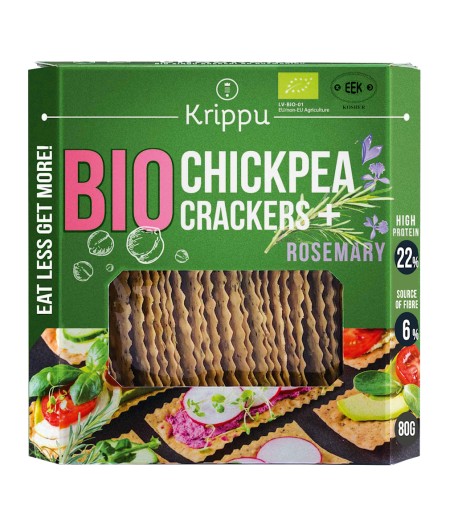 KRAKERSY PROTEINOWE Z CIECIERZYCY Z ROZMARYNEM BIO - KRIPPU 80 g
