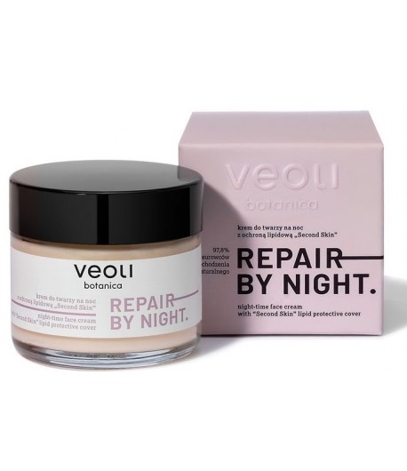Krem do twarzy na noc z ochroną lipidową Second Skin REPAIR BY NIGHT - veoli botanica 50 ml