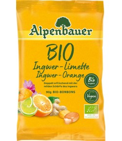 Cukierki z nadzieniem o smaku IMBIROWO - LIMONKOWYM I IMBIROWO - POMARAŃCZOWYM BIO - Alpenbauer 90 g