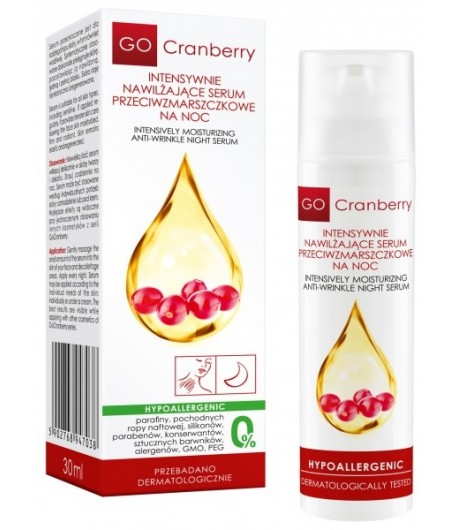 Intensywnie Nawilżające Serum Przeciwzmarszczkowe na noc - GoCranberry 30ml