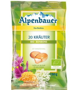 Cukierki z nadzieniem o smaku ZIOŁOWYM Z MIODEM BIO - Alpenbauer 90 g