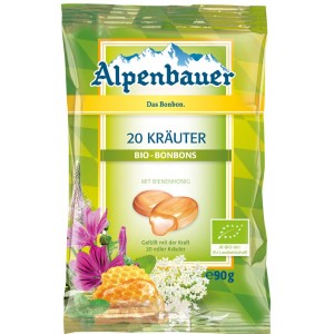 Cukierki z nadzieniem o smaku ZIOŁOWYM Z MIODEM BIO - Alpenbauer 90 g