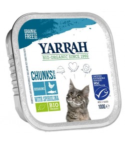 Kawałki kurczaka i ryby ze spiruliną BIO (dla kota) - YARRAH 100 g